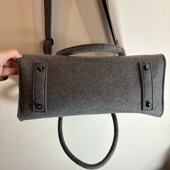 HANDBAG CROSSBODY Made of Felt with A Metal Clasp Birkin Style No Brand NWOT - Picture 3 of 11